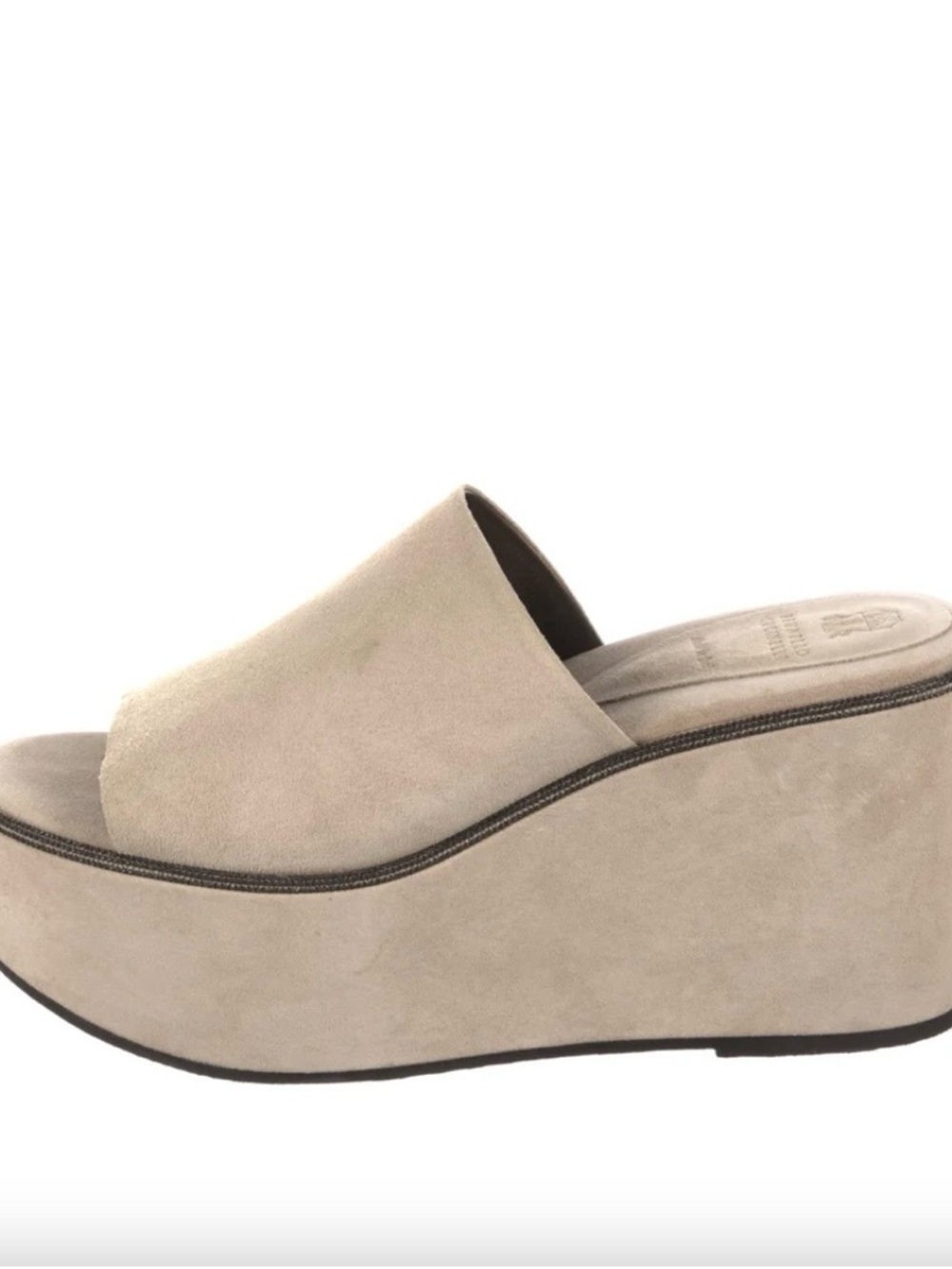 Women’s Bruno Culcinelli Monili Brown Tan Suede Platform Slide Mules Sz 38 US 8